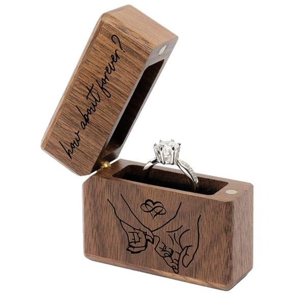 Engagement Ring Box for Proposal, Pocket Size (How About Forever Pinky Promise) - Picture 3 of 6